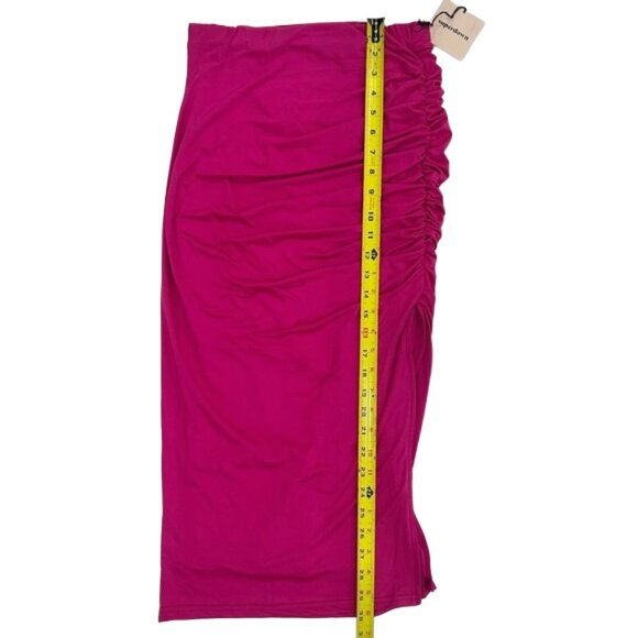 NWT Superdown Revolve Tiffani Ruched Midi Skirt Dress Pink M Sexy Bodycon - Picture 10 of 10